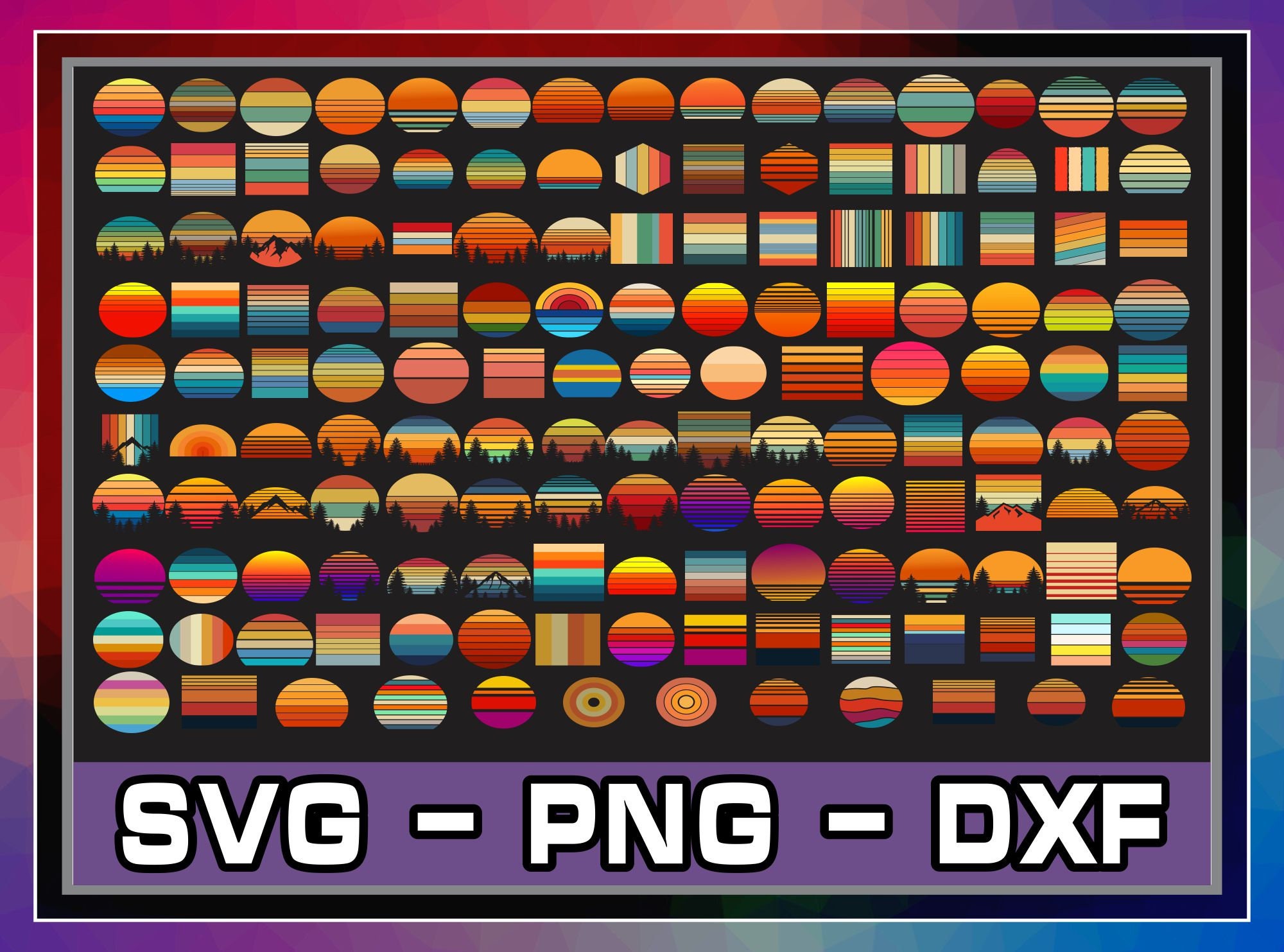 Download Bundle Retro Sunset SVG Vintage SVG Retro Sunset Clipart | Etsy