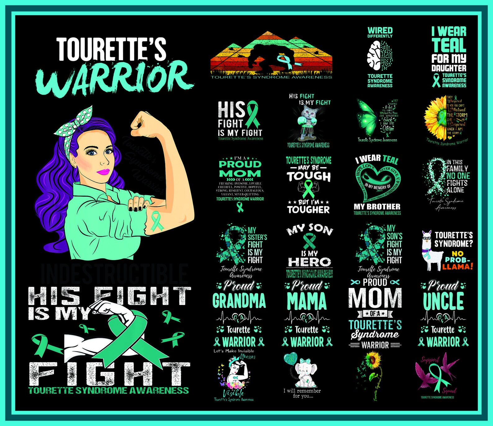 Bundle 100 Tourettes Syndrome Awareness png Tourettes Etsy