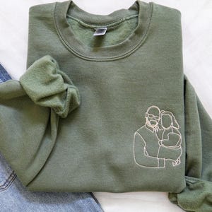 Fathers Day Embroidered Photo Portrait Sweatshirt, Gift for Dad, Customized Portrait Sweatshirt, Portrait Photo Sweatshirt Happy fathers day