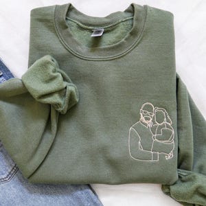 Fathers Day Embroidered Photo Portrait Sweatshirt, Gift for Dad, Customized Portrait Sweatshirt, Portrait Photo Sweatshirt Happy fathers day