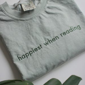 Embroidered Book Lover Gifts, Comfort Colors® Embroidered T-shirt, Bookish Shirt, Book Lover Gift, Gift for Her, Personalized Gift