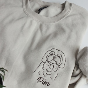 Personalisiertes Haustier-Memorial-Geschenk, individuell gesticktes Haustier-Shirt, gesticktes Haustier-Porträt-Sweatshirt, personalisiertes Gesichts-Shirt, Hunde-Erinnerungsgeschenk