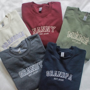 Custom Embroidered Sweatshirt w/ Name On Sleeve With Heart, Grandpa Shirt w/ Date, Daddy Est Year Shirt, Gift For New Dad, Father&#39;s Day Gift