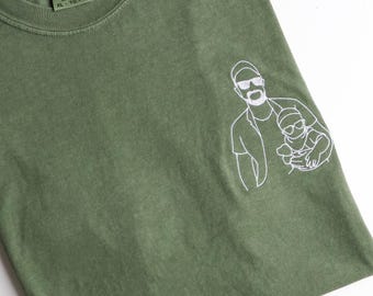 Custom Photo Embroidered Comfort Colors® Shirt — Personalized Anniversary Gift for Him, Dad & Christmas Gift