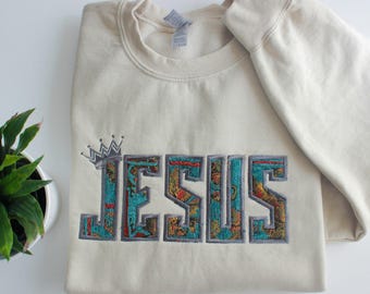 Custom Christian Shirts, Custom Embroidered Christian Sweatshirts, Embroidered Jesus Is King Hoodie, Christian Shirts, Christian Gifts