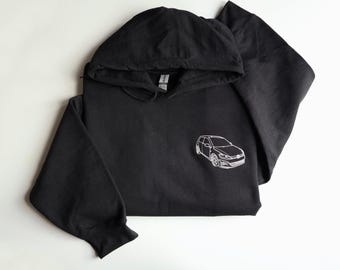 Custom Car Outline Embroidered Hoodie | Personalized Car Sweatshirt Gift