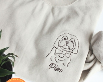 Custom Pet Portrait Sweatshirt | Embroidered Dog & Cat Portrait