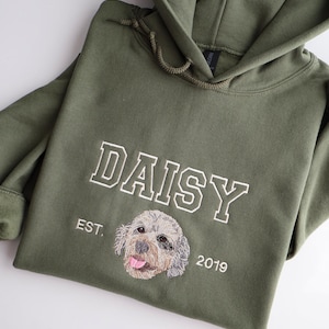 Chemise personnalisée portrait d'animal de compagnie, sweat-shirt brodé visage de chien et sweat à capuche, sweat-shirt chat, sweat-shirt amoureux des chiens, cadeau personnalisé pour animal de compagnie pour maman