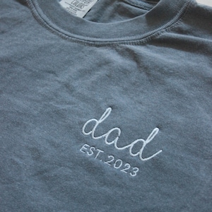 Dad Established Embroidered Comfort Colors T-Shirt, Fathers Day Shirt, Fathers Day Gift, T Shirt-Gift for him