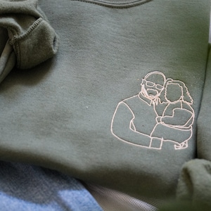 Fathers Day Embroidered Photo Portrait Sweatshirt, Gift for Dad, Customized Portrait Sweatshirt, Portrait Photo Sweatshirt Happy fathers day image 8