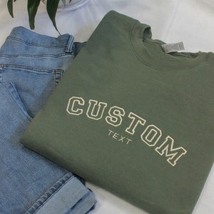 Personalisiertes gesticktes Sweatshirt mit benutzerdefiniertem Text, benutzerdefinierter Buchstaben-Rundhalsausschnitt, individuelles Stickereigeschenk