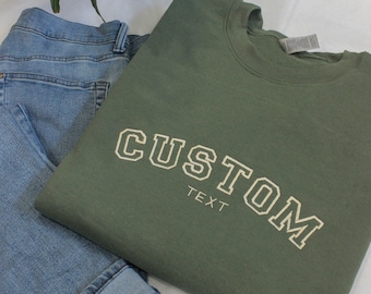 Personalized Embroidered Custom Text Sweatshirt,  Custom Letters Crewneck, Customized Embroidery Gift