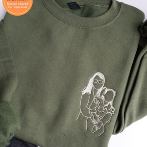 Custom Portrait From Photo Hoodie for Christmas, Couple Outline Photo Sweatshirt, Custom Line Art Photo Hoodies, Valentines Day Sweatshirt