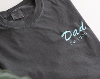 Camiseta bordada con colores cómodos para papá / Regalo perfecto para el Día del Padre / Regalo bordado personalizado para papá