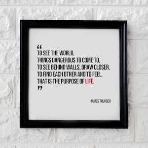 Citazione, Vita, Vedere il mondo, Cose pericolose a cui venire, Scopo della vita, Regalo, Natale, Walter Mitty, Poster, Arte murale, Decorazione, Stampa
