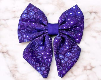 Dog Sailor Bow Tie in Purple, Floral | Wyld Cub Notting Hill Blackberry | Harness or Collar | Small Puppy | Large Dog | Comfortable, Stylish