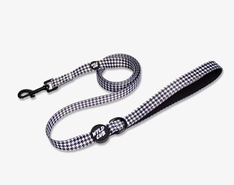 5ft Dog Lead Leash with Padded Handle | Strength Tested | Stylish, Dogtooth, Black, White, Geometric | Knightsbridge Houndstooth by Wyld Cub