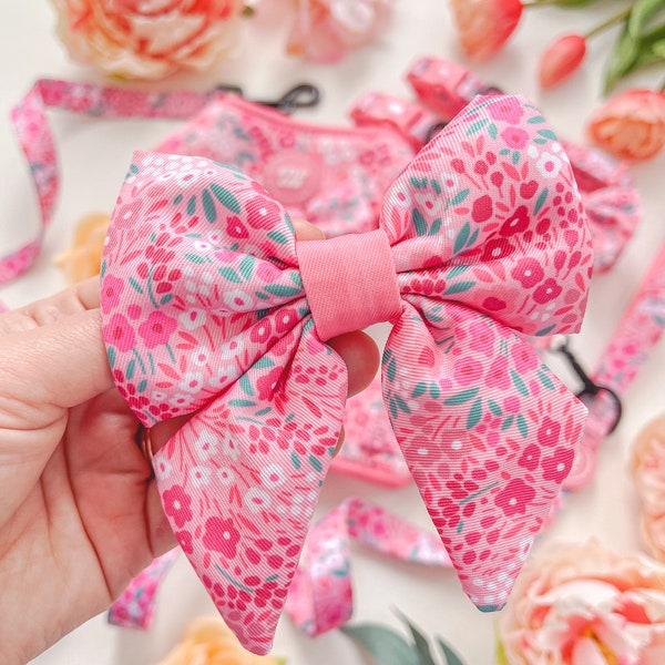 Sailor Bow Tie for dogs and puppy collars - Wyld Cub Design 'Notting Hill Rose'. Pink, floral, super cute and Stylish