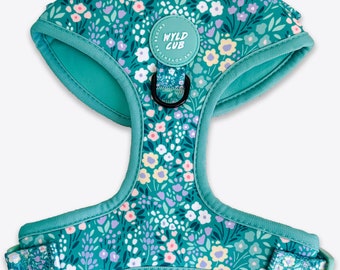 Adjustable Dog Harness for Extra Small Puppies to Large Dogs | Comfortable, Stylish | Green, Floral, Ditsy | Notting Hill Mint by Wyld Cub