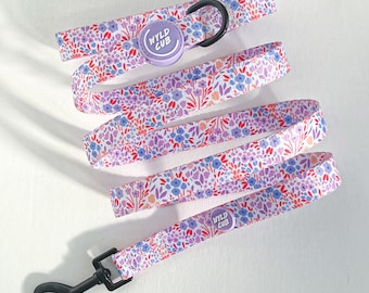 5ft Dog Lead Leash with Padded Handle | Strength Tested | Stylish, Floral, Lilac, Pink, Cute, Ditsy flower | Notting Hill Lilac by Wyld Cub