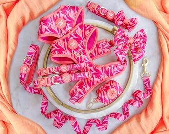 Adjustable Dog Harness for Extra Small Puppies to Large Dogs | Comfortable, Stylish | Pink, Coral, Orange | Kew Honeysuckle by Wyld Cub