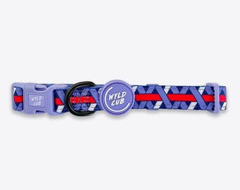 Adjustable Dog Collar for Small Puppy to Large Dogs | Comfortable, Stylish | Purple, Blue, Red | Knightsbridge Violet by Wyld Cub