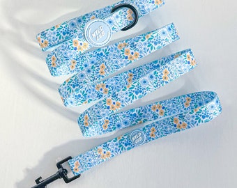 5ft Dog Lead Leash with Padded Handle | Strength Tested | Stylish, Floral, Blue, Yellow, Cute, Ditsy flowers | Notting Hill Sky by Wyld Cub