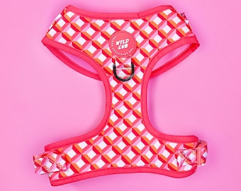 Adjustable Dog Harness for Extra Small Puppies to Large Dogs | Comfortable, Stylish | Pink, Red, Girl | Knightsbridge Coral by Wyld Cub
