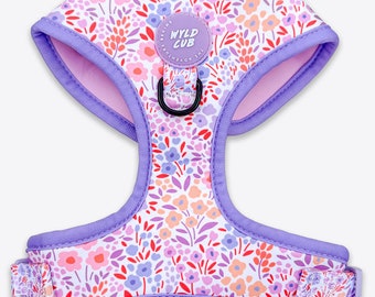 Adjustable Dog Harness for Extra Small Puppies to Large Dogs | Comfortable, Stylish | Pink, Floral Lavender | Notting Hill Lilac by Wyld Cub