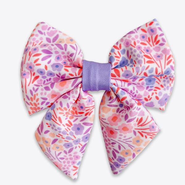 Sailor Bow Tie for dogs and puppy collars - Wyld Cub Design 'Notting Hill Lilac'. Pink, floral, lilac super cute and Stylish