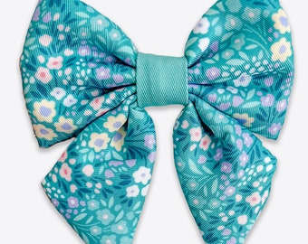 Dog Sailor Bow Tie in Green, Floral, Cute | Wyld Cub Notting Hill Mint | Harness or Collar | Small Puppy | Large Dog | Comfortable, Stylish