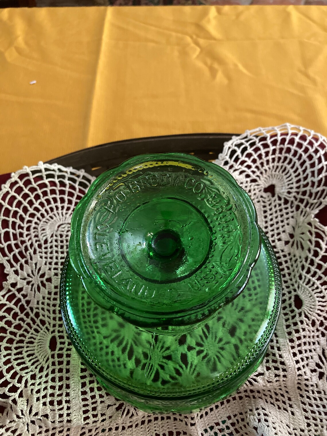 Vintage Green Depression Glass Pedestal Candy Dish/E O Brody Etsy