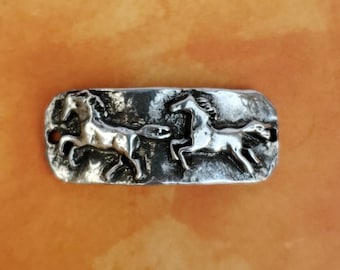 Pferd Armband, Armband-Verknüpfung, galoppierende Pferde, Artisan Pewter, Reiter Geschenk, Pferdeliebhaber, Silber Pony Studio