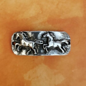 Horse Bracelet Focal Piece, Bracelet Link, Galloping Horses, Artisan Pewter, Equestrian Gift, Horse Lover, Silver Pony Studio