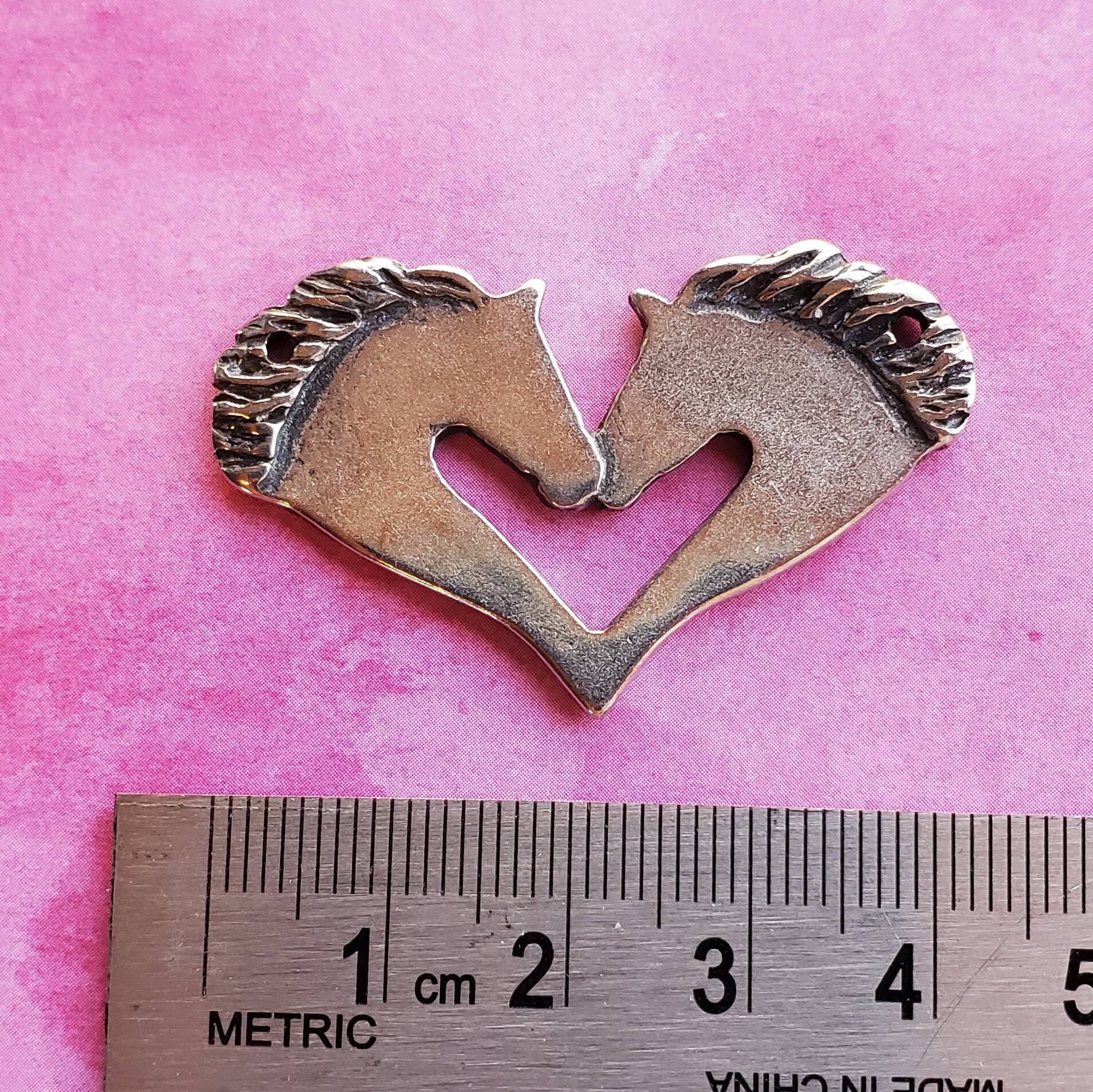 Horse Heart Pendant Two Horse Necklace Horse Lover Jewelry Etsy