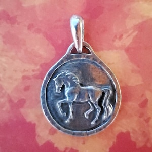 Piaffe Horse Pewter Pendant: Equestrian Dressage Necklace