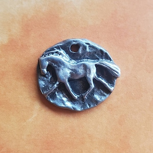 Rustic Pewter Horse Jewelry, Cowgirl Jewelry, Equestrian Gift,  Dressage Charm, Horse Lover Jewelry, Artisan Pewter, Silver Pony Studio