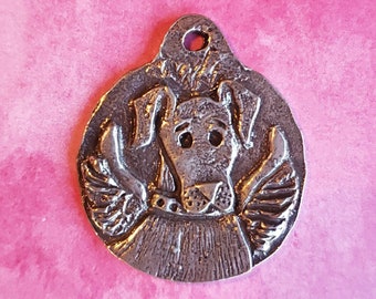 Pewter Angel Dog Pendant: Pet Memorial Jewelry (30mm)