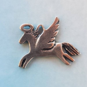 Winged Pony Angel Charm: Pewter Horse Memorial Gift