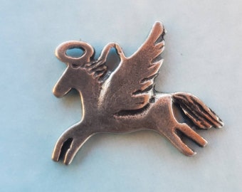 Winged Pony Angel Charm: Pewter Horse Memorial Gift