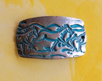 Pewter Running Horse Bracelet Link: Turquoise Cowgirl Hat Band Decor