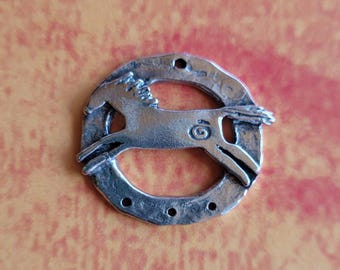 Pewter Round Wild Pony Pendant: Horse Lover Gift