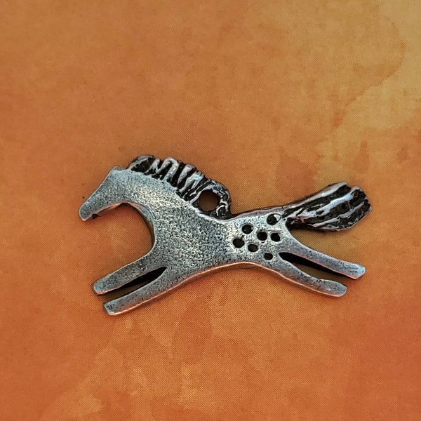 Primitive Horse Pendant, Spotted Pony Pendant, Appaloosa Horse Charm, Southwestern Horse, Equestrian Jewelry Gift, Silver Pony Studio