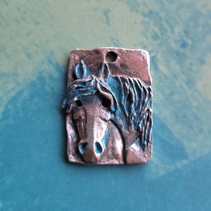 Turquoise Patina Horse Pendant: Pewter Mustang Jewelry