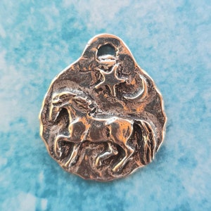 Horse Moon and Stars Pendant, Gift for Horse Lover, Artisan Pewter, Equestrian Pendant, Cowgirl Jewelry, Silver Pony Studio