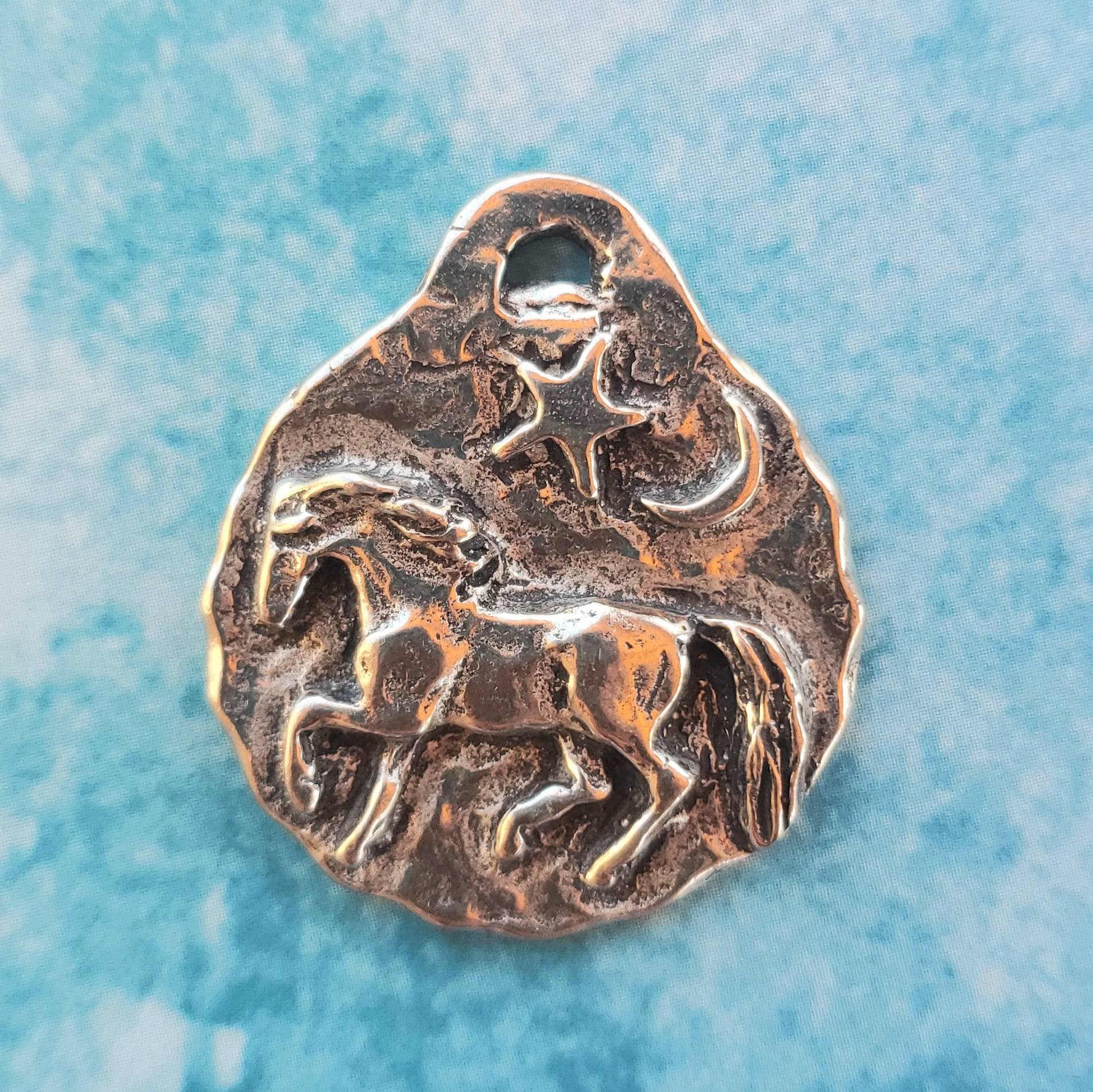 Horse Moon and Stars Pewter Pendant: Equestrian Jewelry Gift