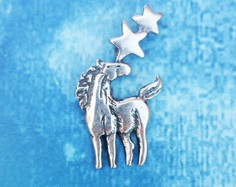 Horse Under Stars Pewter Pendant - Equestrian Necklace