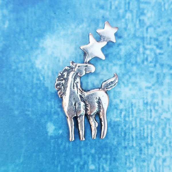 Horse Under Stars Pendant, Horse Crazy Jewelry, Artisan Pewter, Cowgirl Necklace, Equestrian Gift, Pony Lover, Silver Pony Studio