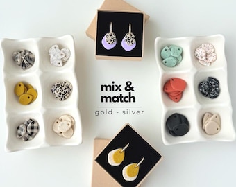 Mix and Match Hoop Earrings: Colorful Polymer Clay Charms