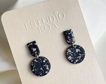 Earrings black terrazzo Earring Studs. Boho Ohrringe. minimalist Jewelry. Boho Earrings. Geometric Earrings Leichte Ohrringe Handgefertigt